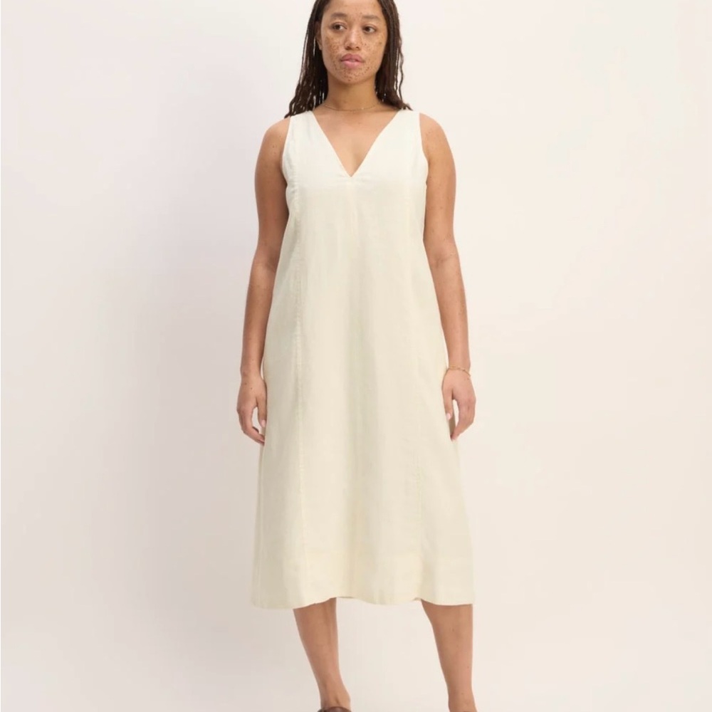 NWOT Everlane Linen Midi Dress in “Bone”